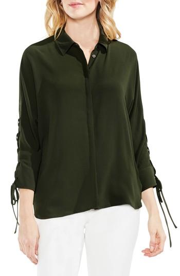 Women's Vince Camuto Lace-up Sleeve Blouse, Size - Green