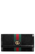 Women's Gucci Ophidia Suede Continental Wallet - Black