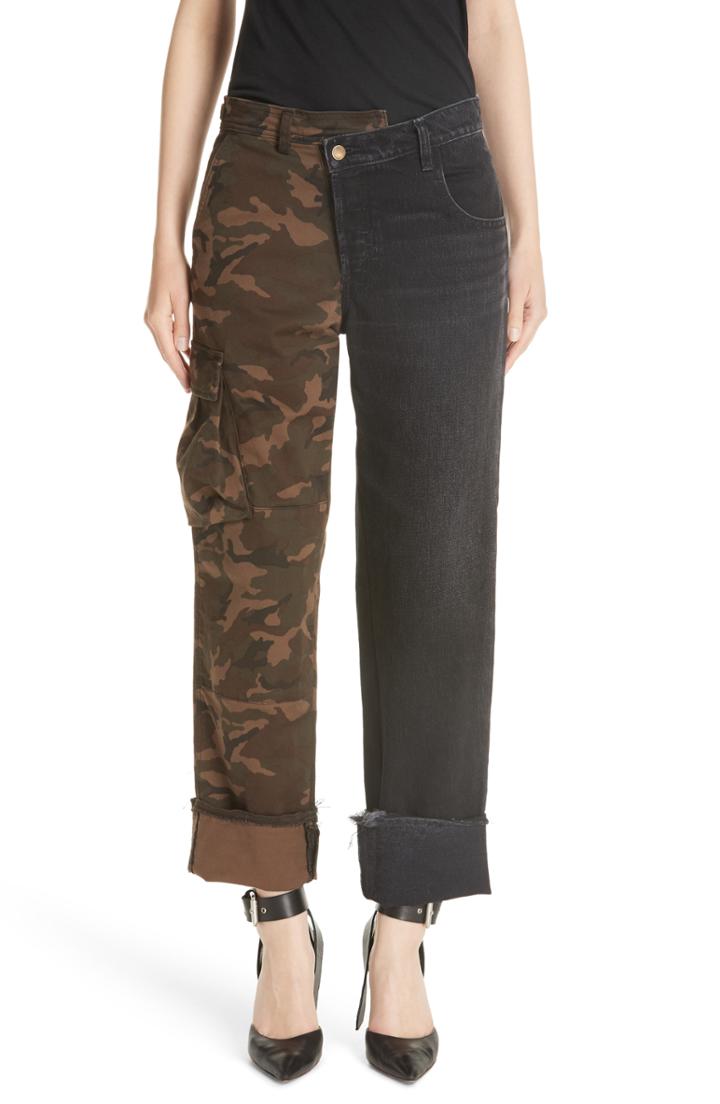 Women's Monse Camo Split Shifted Straight Leg Jeans