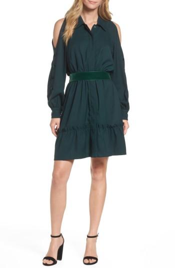 Women's Eliza J Cold Shoulder Shirtdress - Green