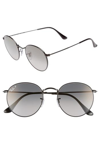 Women's Ray-ban 53mm Polarized Round Sunglasses - Black Gradient