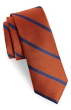 Men's The Tie Bar Wheelhouse Stripe Silk Skinny Tie, Size - Orange