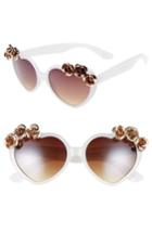 Women's Leith 58mm Rosette Heart Sunglasses - White/ Brown