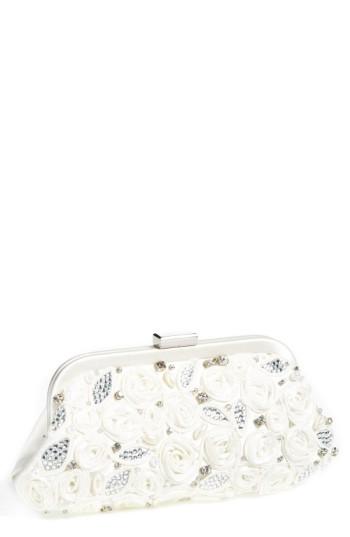 Menbur 'belen' Rosette Bridal Clutch - Ivory