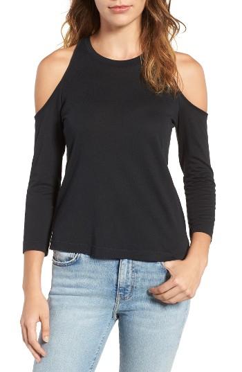 Women's Splendid Cold Shoulder Jersey Tee - Black