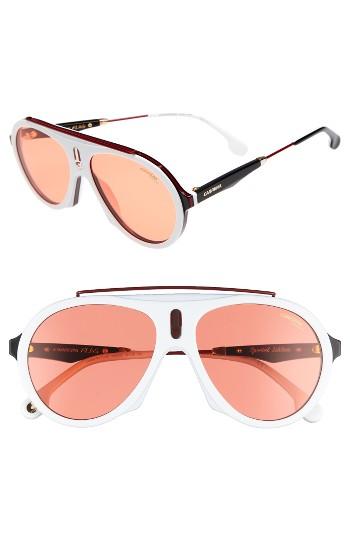 Women's Carrera Flag 57mm Mirrored Pilot Sunglasses - White/ Red