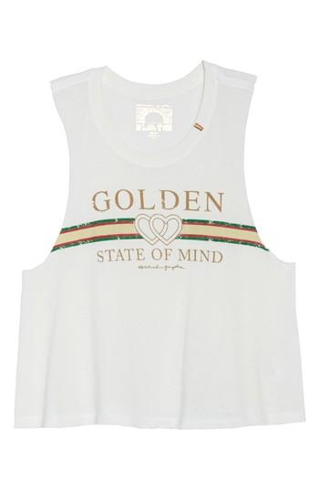 Women's Spiritual Gangster Golden State Crop Tank - White