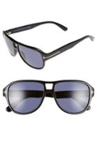 Men's Tom Ford Dylan 57mm Aviator Sunglasses - Shiny Black/ Blue