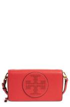 Women's Tory Burch Perforated Leather Wallet Crossbody Bag - Red