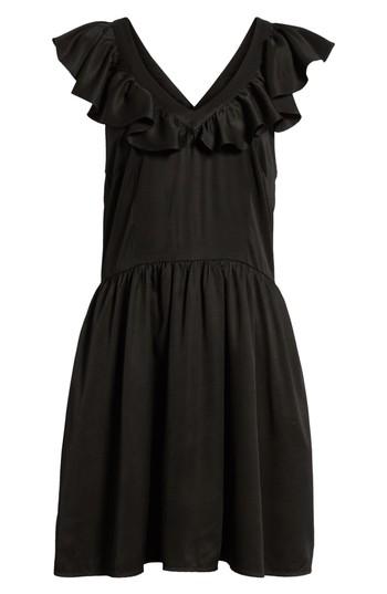 Women's Treasure & Bond Ruffle Satin Dress - Black