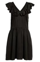 Women's Treasure & Bond Ruffle Satin Dress - Black