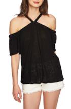 Women's 1.state Cold Shoulder Linen Top, Size - Black