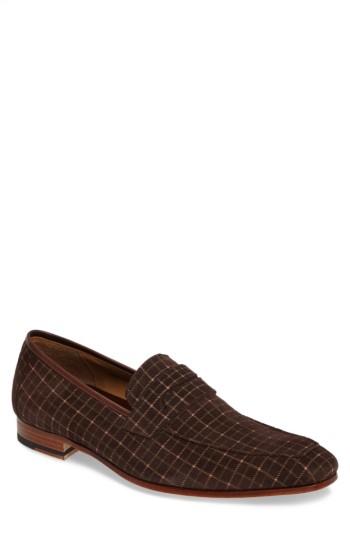 Men's Mezlan Galen Tattersall Penny Loafer .5 M - Brown