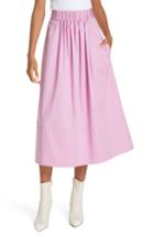Women's Tibi Satin Waist Poplin Midi Skirt - Pink