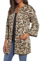 Women's Wit & Wisdom Reversible Tiger Jacquard Sweater Jacket - Brown