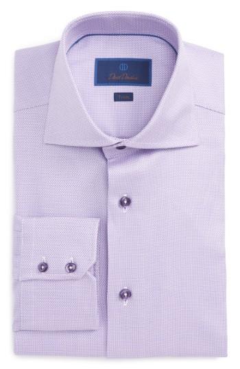 Men's David Donahue Trim Fit Solid Dress Shirt .5 34/35 - Blue