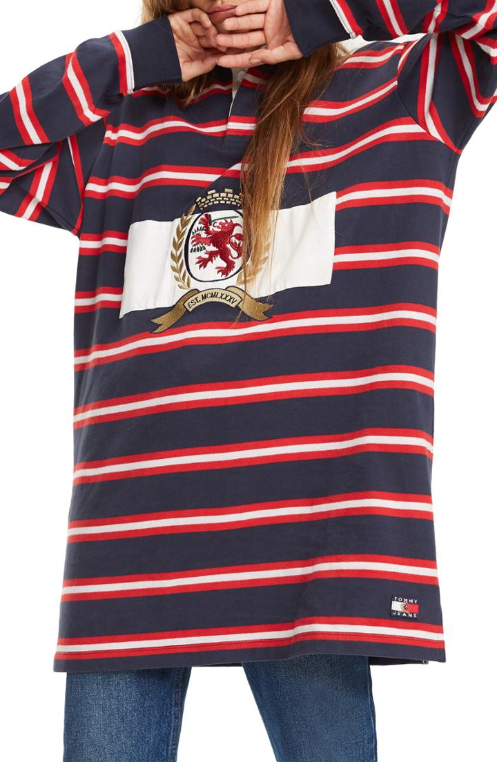 Women's Tommy Jeans Crest Capsule Stripe Rugby Dress - Blue