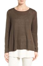 Women's Eileen Fisher Silk & Organic Linen Sweater - Green