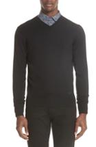 Men's Emporio Armani V-neck Wool Sweater Us / 50 Eu R - Black