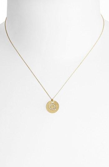 Women's Roberto Coin 'tiny Treasures' Diamond Initial Disc Pendant Necklace