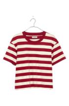 Women's Madewell Stripe Easy Crop Tee, Size - Red