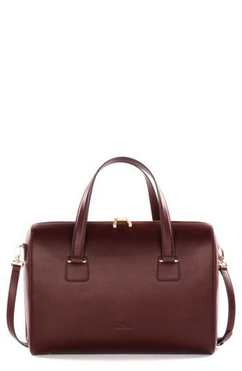 Celine Dion Triad Leather Satchel - Burgundy