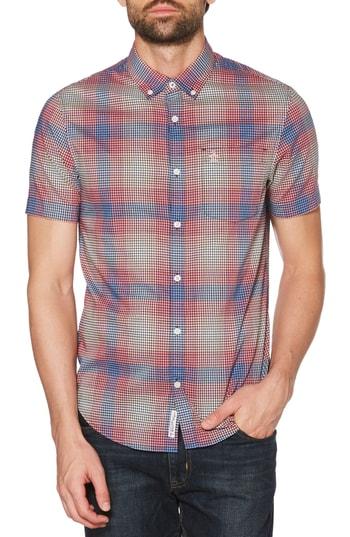 Men's Original Penguin Miniplaid Stretch Woven Shirt - Orange
