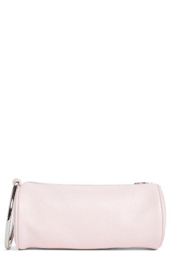 Kara Pebbled Leather Duffel Wristlet Clutch - Pink