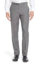 Men's Nordstrom Men's Shop Flat Front Solid Wool Trousers - Grey