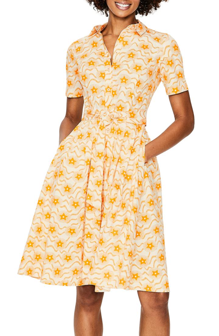 Women's Boden Anastasia Tie Front Shirtdress - Yellow