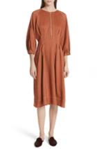 Women's Veronica Beard Claudia Linen Blend Midi Dress - Orange