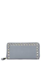 Women's Fendi Studded Calfskin Leather Continental Wallet On A Chain - Black