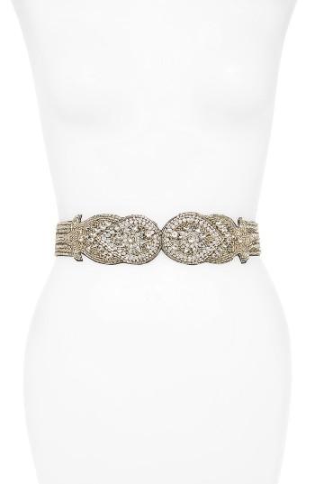 Women's Glint 'rosette' Beaded Stretch Belt - Hematite