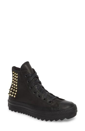 Women's Converse Chuck Taylor All Star Lift Ripple Studded High Top Sneaker M - Black