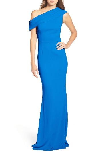 Women's Katie May Layla Pleat One-shoulder Crepe Gown - Blue