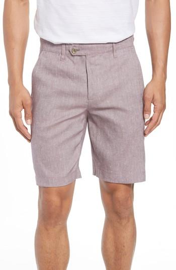 Men's Ted Baker London Newshow Flat Front Stretch Cotton Blend Shorts - Purple