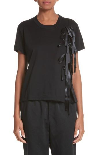 Women's Noir Kei Ninomiya Satin Tie Tee - Black