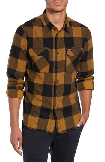 Men's Brixton Bowery Buffalo Plaid Flannel Shirt - Black