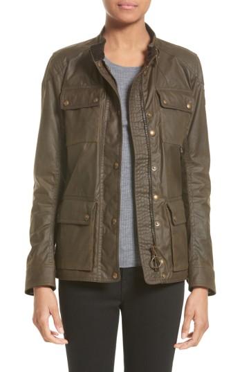 Women's Belstaff 'roadmaster' Waxed Cotton Coat Us / 42 It - Green