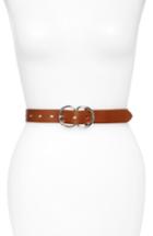 Women's Halogen Double Ring Leather Belt - Cognac