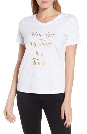Women's Draper James Tinsel In A Tangle V-neck Tee - White
