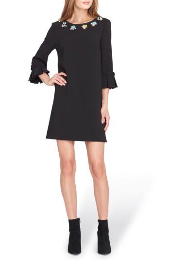 Women's Tahari Embellished Bell Sleeve Shift Dress