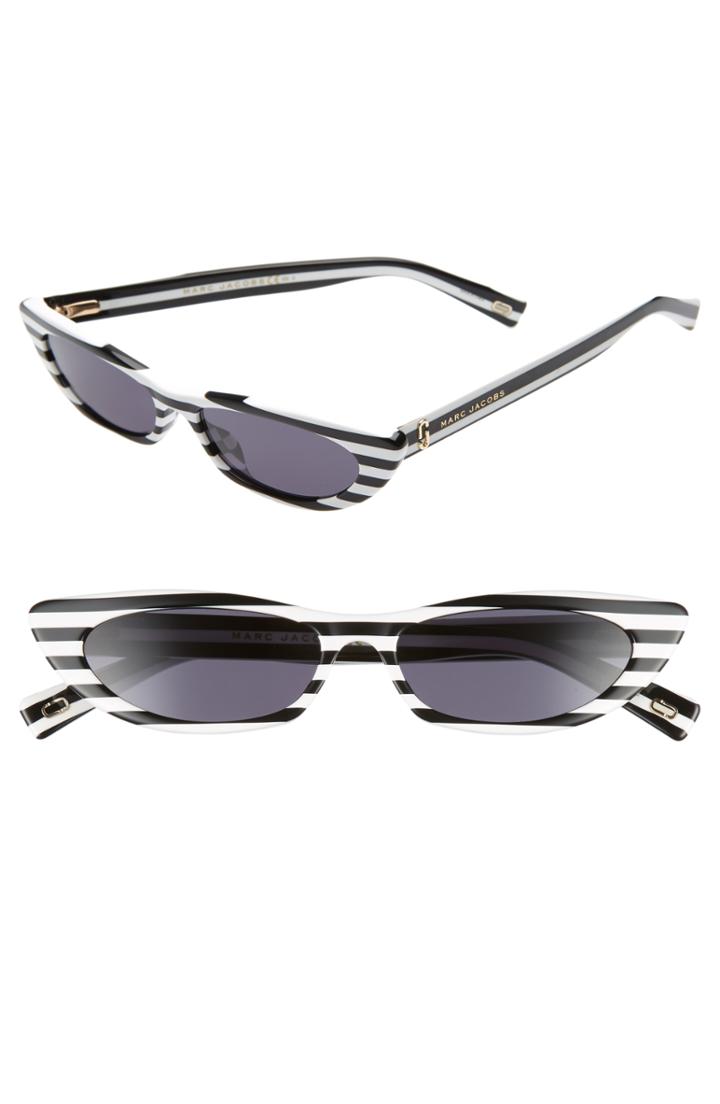 Women's Marc Jacobs 52mm Cat Eye Sunglasses - White Stripe