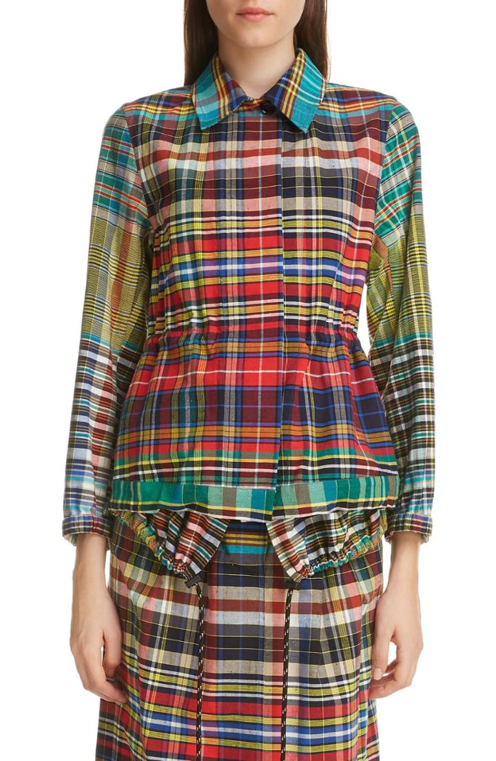 Women's Dries Van Noten Varella Madras Plaid Cotton Jacket Us / 38 Fr - Red