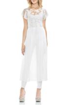 Women's Vince Camuto Embrodidered Mesh Layering Dress, Size - White