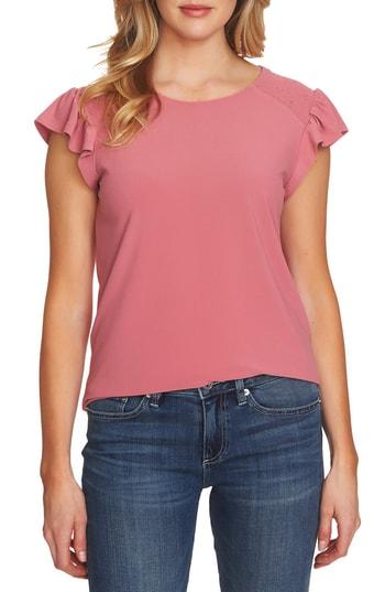 Women's Cece Flutter Sleeve Smocked Top - Pink