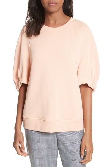 Women's Tibi Short Sleeve Sweatshirt, Size - Orange