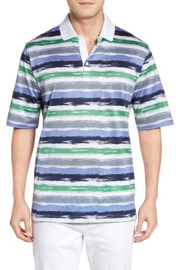 Men's Bugatchi Brushstroke Stripe Polo, Size - Green