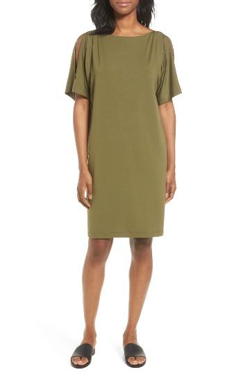 Women's Eileen Fisher Slit Sleeve Kimono Dress, Size - Green