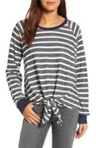 Women's Caslon Tie Front Cotton Blend Sweatshirt - Blue